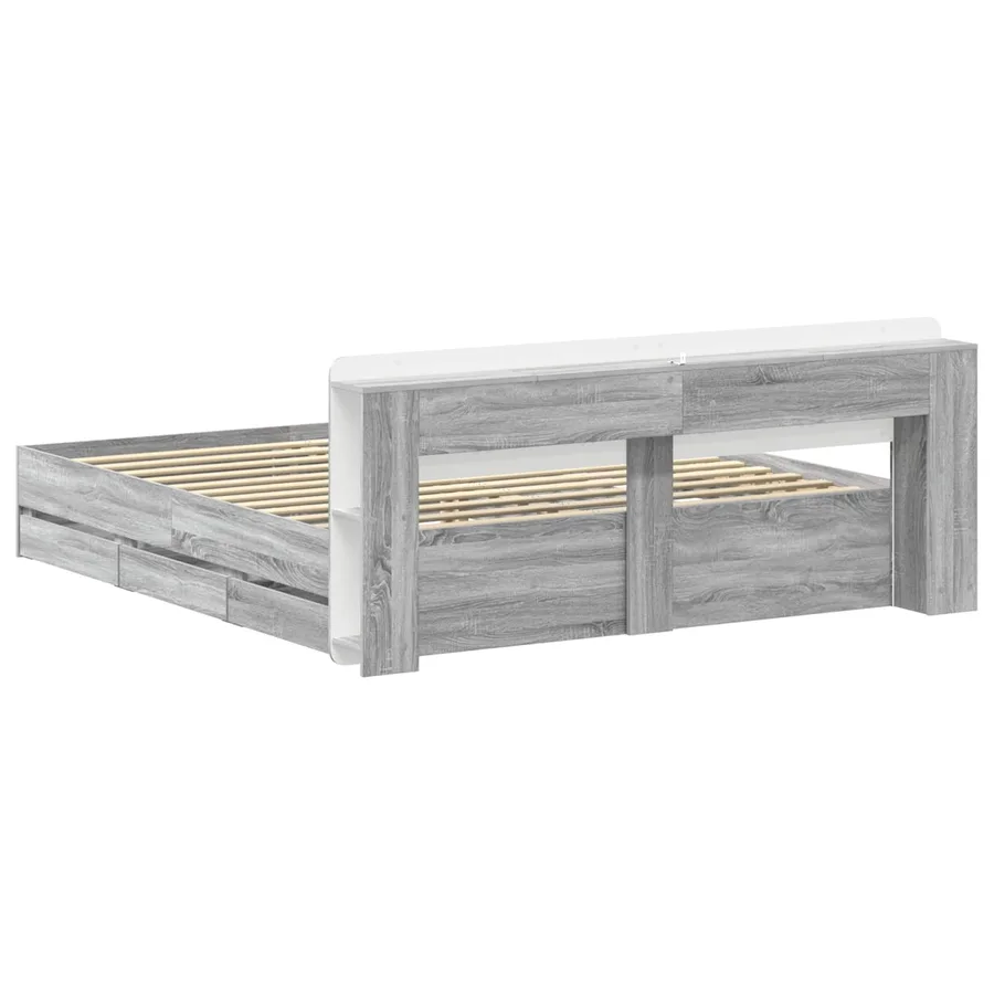 Cadre de lit avec rangement Sonoma gris 200 x 200 cm - 6