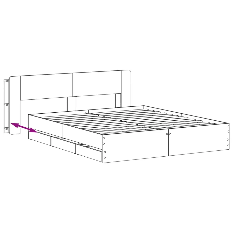 Cadre de lit avec rangement Sonoma gris 200 x 200 cm - 9