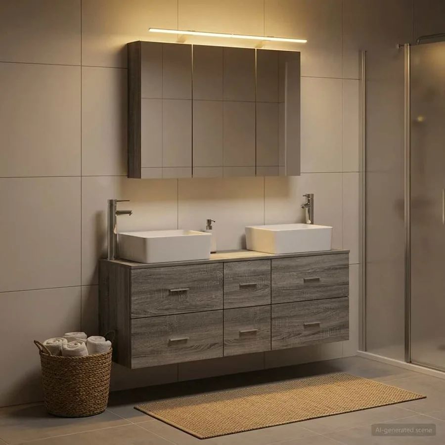 Ensemble de mobilier de salle de bain 4 pcs Sonoma gris - 4