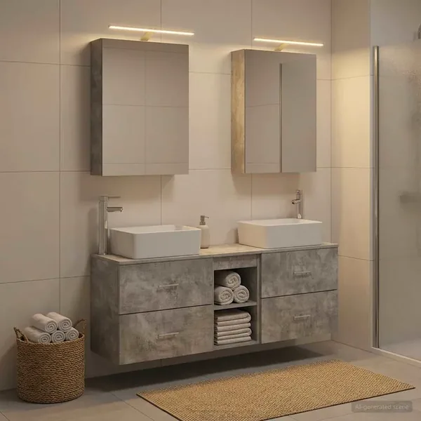 Ensemble de mobilier de salle de bain 5 pcs Gris béton