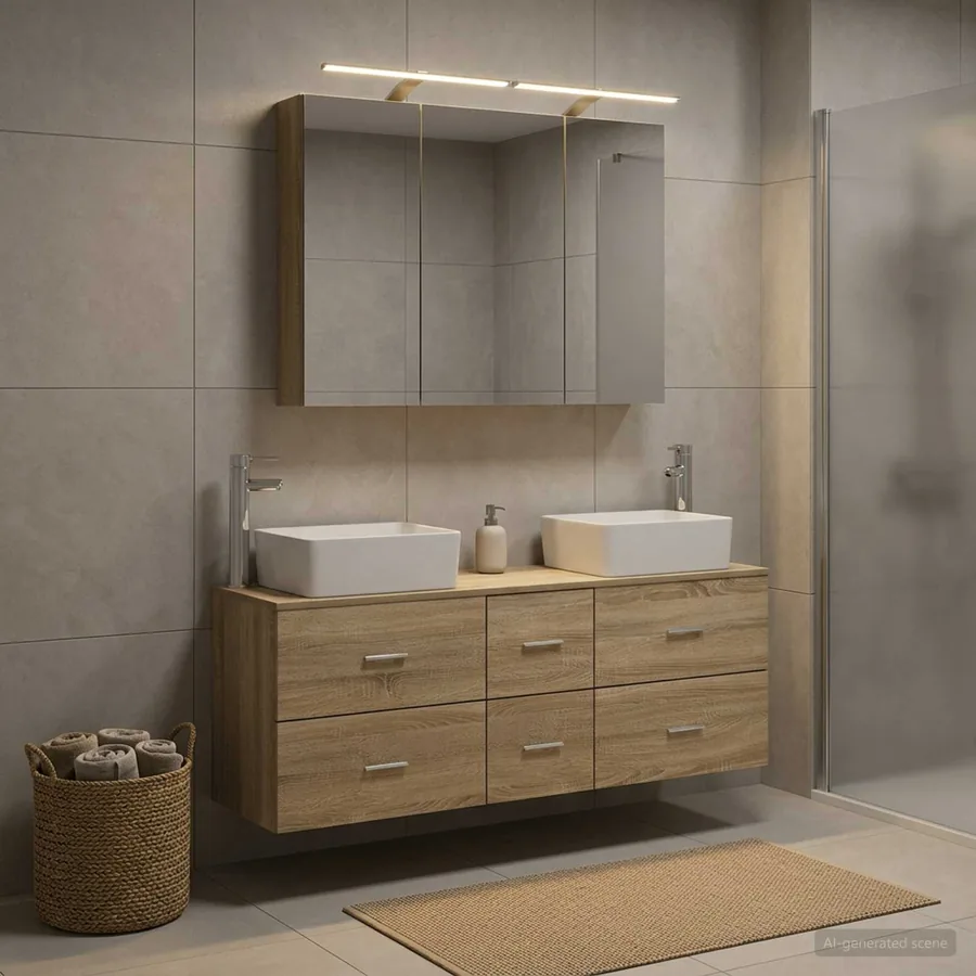 Ensemble de mobilier de salle de bain 4 pcs Chêne Sonoma