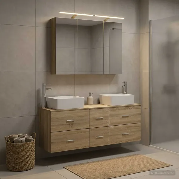 Ensemble de mobilier de salle de bain 4 pcs Chêne Sonoma