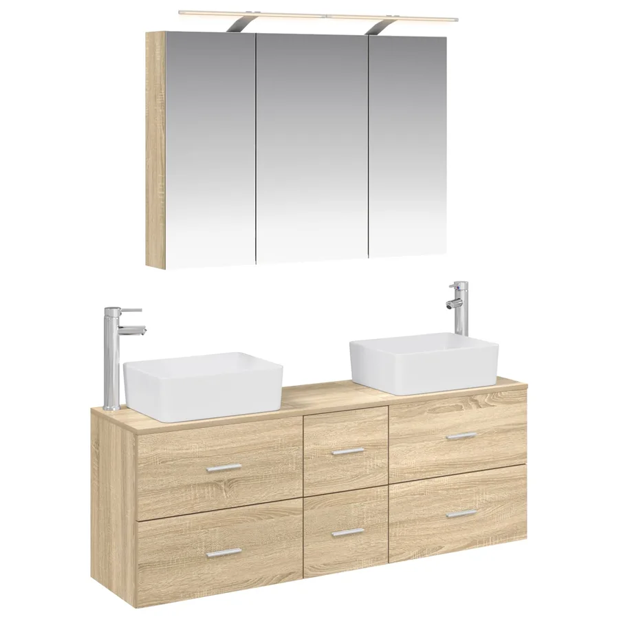Ensemble de mobilier de salle de bain 4 pcs Chêne Sonoma - 2