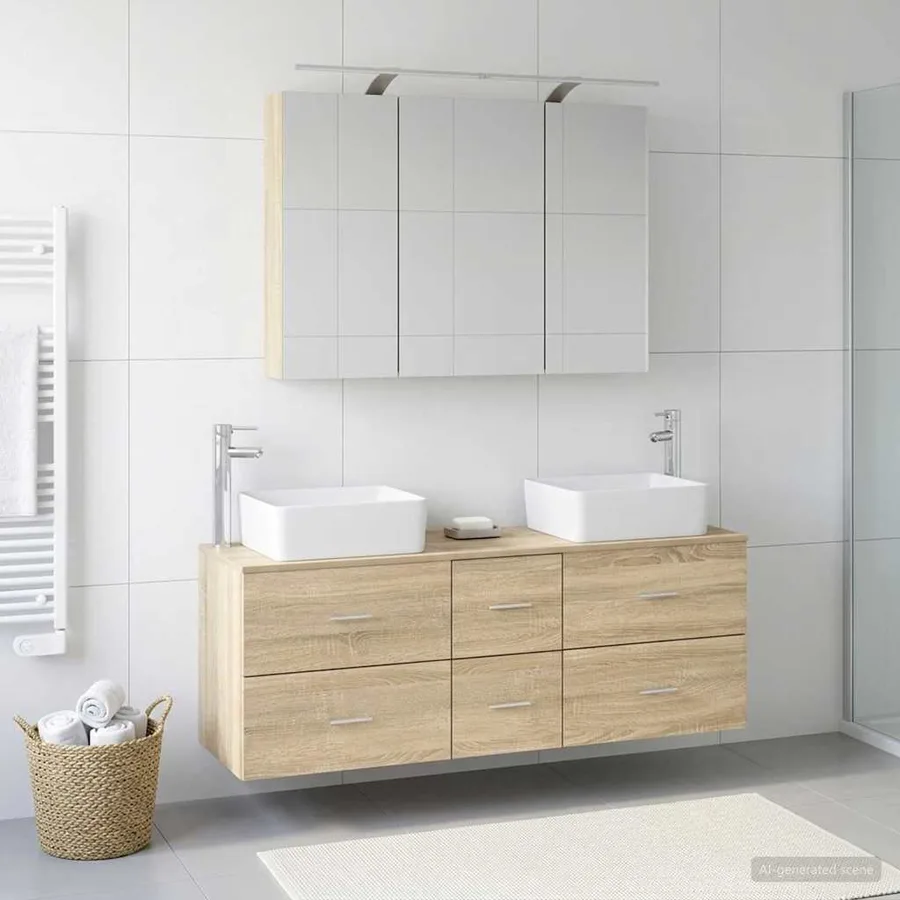 Ensemble de mobilier de salle de bain 4 pcs Chêne Sonoma - 4