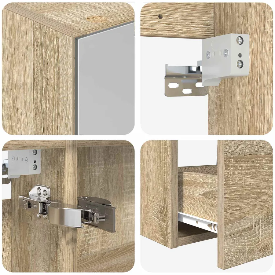 Ensemble de mobilier de salle de bain 4 pcs Chêne Sonoma - 9