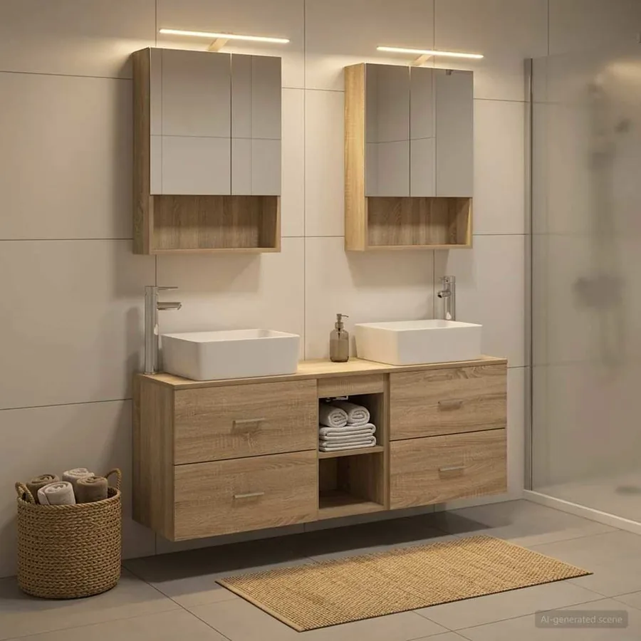 Ensemble de mobilier de salle de bain 5 pcs Chêne Sonoma