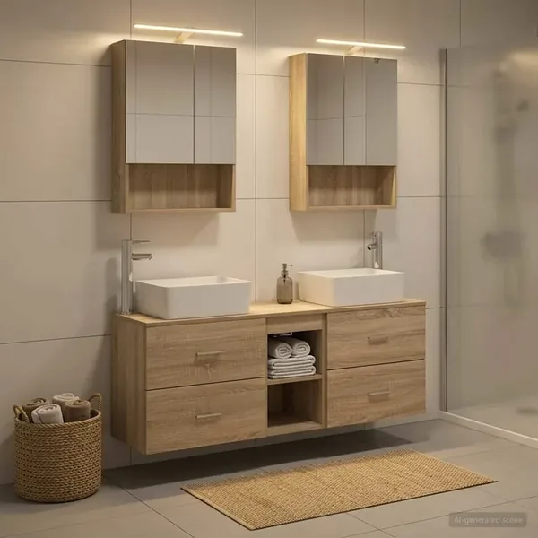 Ensemble de mobilier de salle de bain 5 pcs Chêne Sonoma