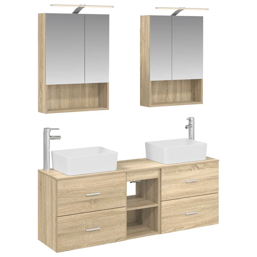 Ensemble de mobilier de salle de bain 5 pcs Chêne Sonoma - 2