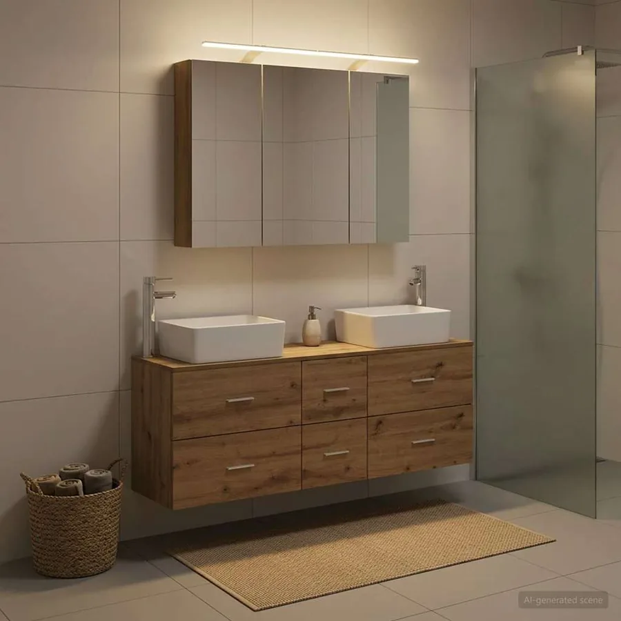 Ensemble de mobilier de salle de bain 4 pc Chêne artisanal
