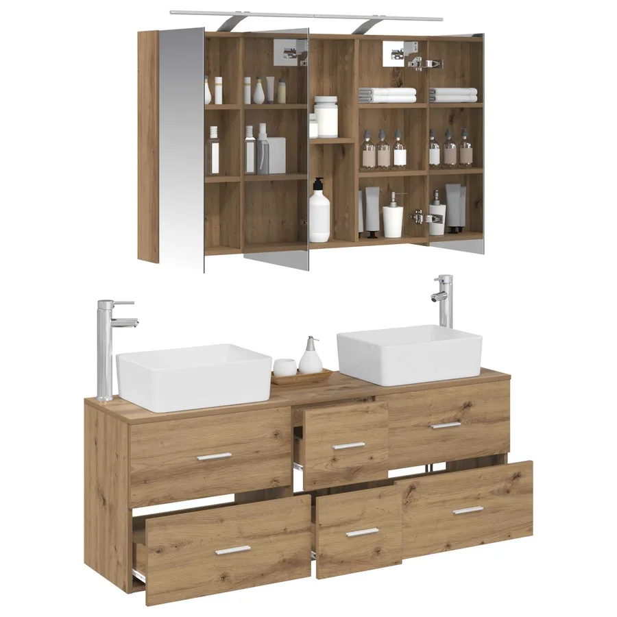 Ensemble de mobilier de salle de bain 4 pc Chêne artisanal - 3
