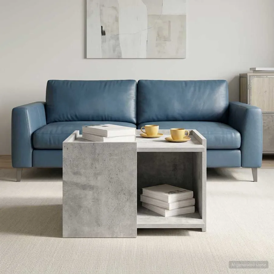 Table basse Gris béton 50,5 x 50 x 33 cm Bois d'ingénierie - 4
