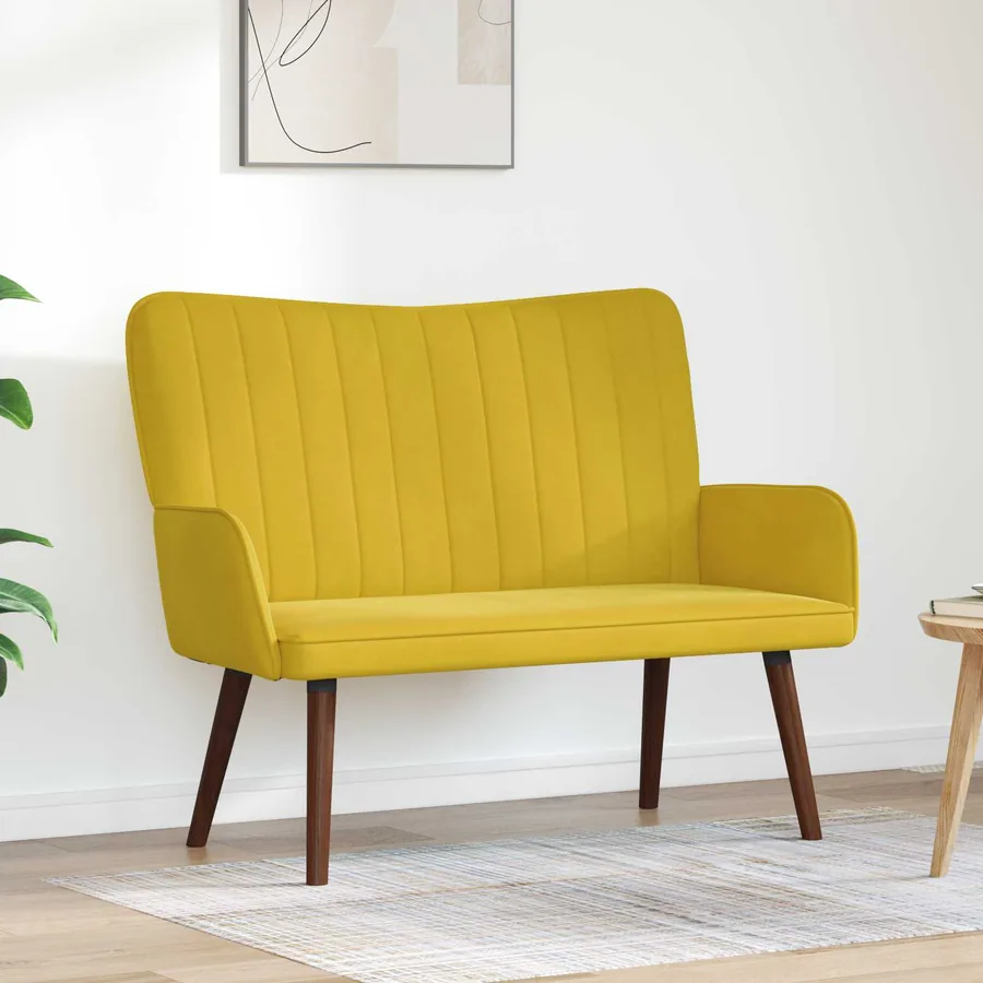 Sofa 2 places Jaune 115 x 61 x 87 cm Velours