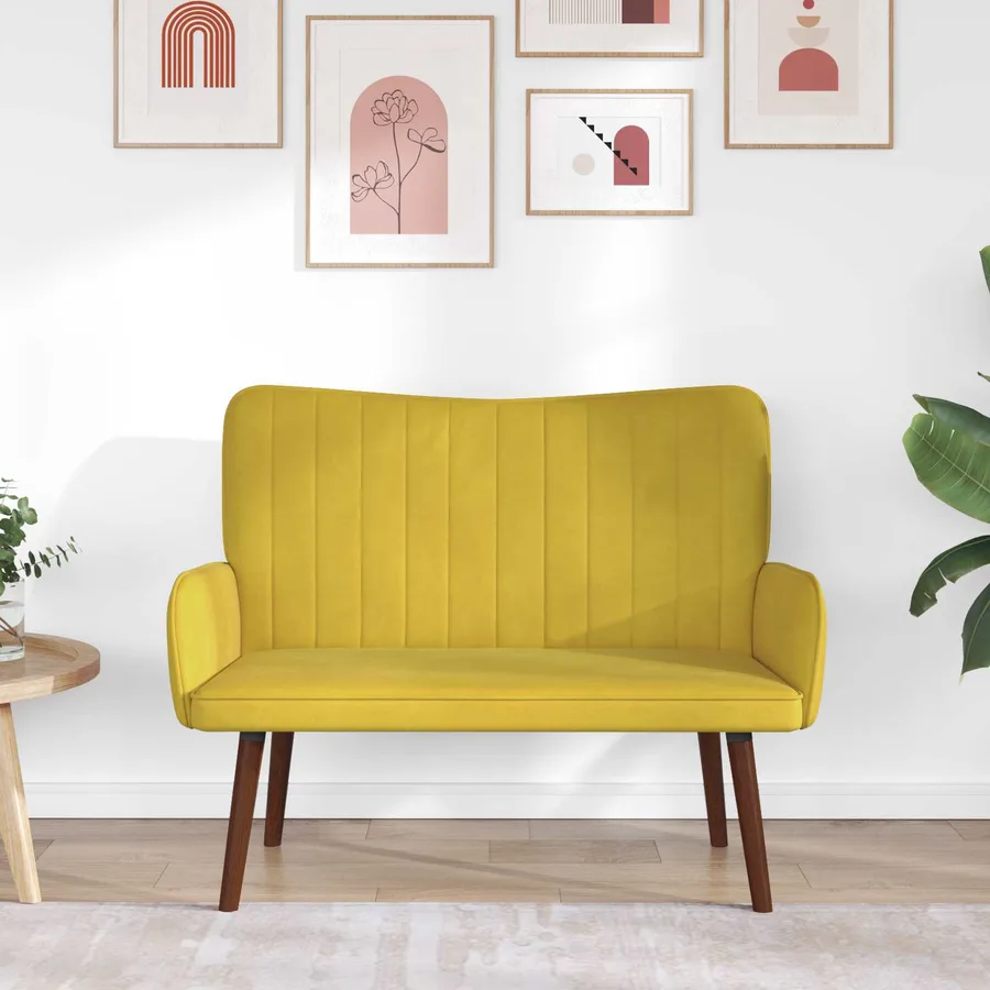 Sofa 2 places Jaune 115 x 61 x 87 cm Velours - 3