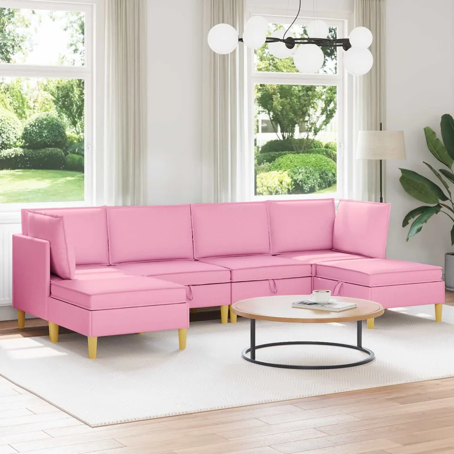 Canapé modulaire avec rangement 6 pcs Rose Tissu