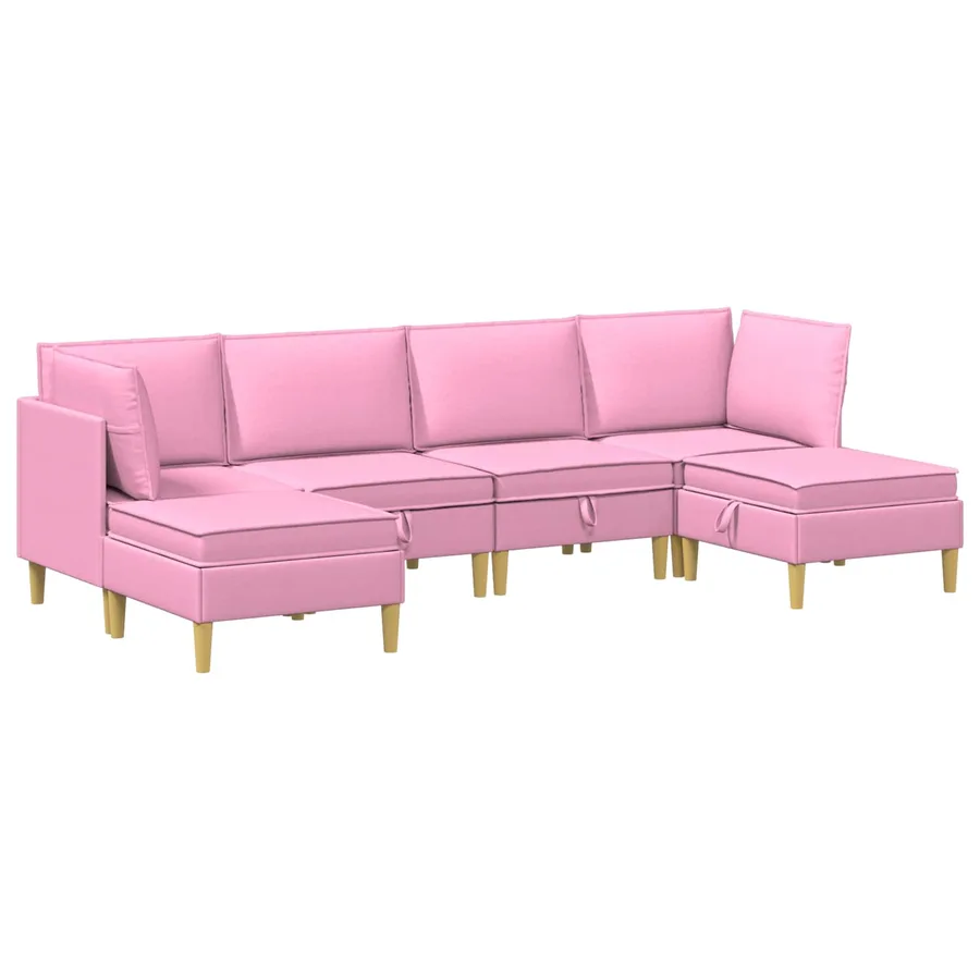 Canapé modulaire avec rangement 6 pcs Rose Tissu - 2