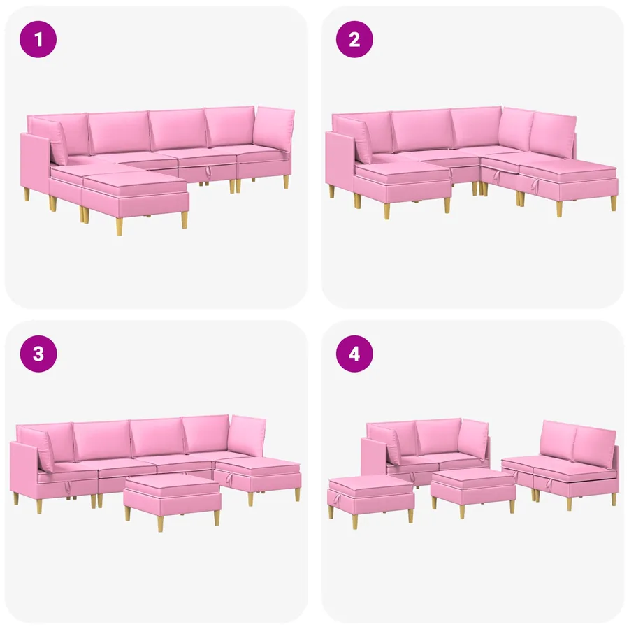 Canapé modulaire avec rangement 6 pcs Rose Tissu - 9