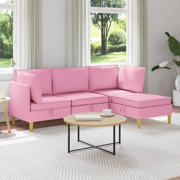 Canapé modulaire avec rangement 4 pcs Rose Tissu
