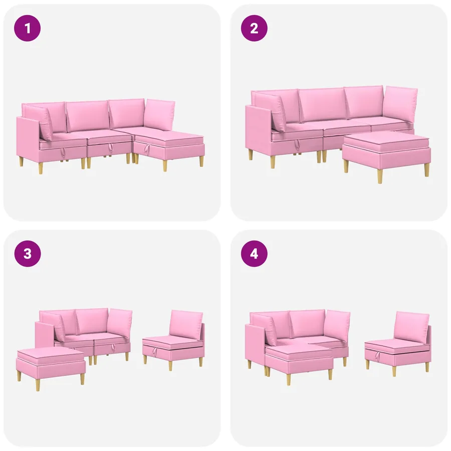 Canapé modulaire avec rangement 4 pcs Rose Tissu - 11
