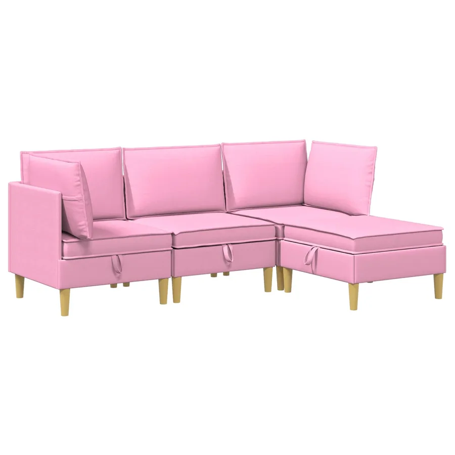 Canapé modulaire avec rangement 4 pcs Rose Tissu - 2