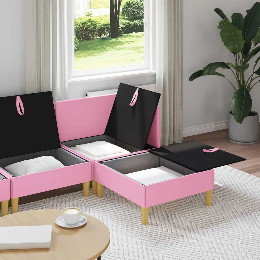 Canapé modulaire avec rangement 4 pcs Rose Tissu - 3