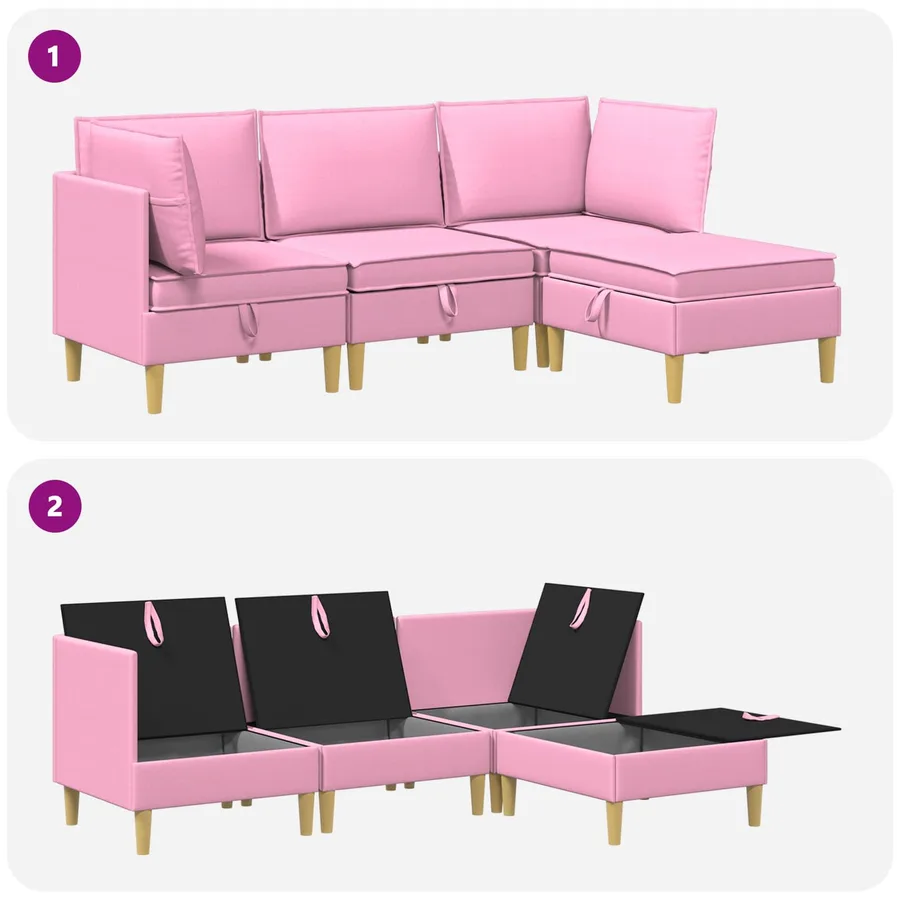 Canapé modulaire avec rangement 4 pcs Rose Tissu - 8