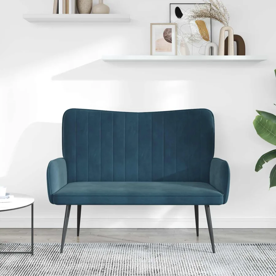 Sofa 2 places Bleu 115 x 61 x 87 cm Velours - 3