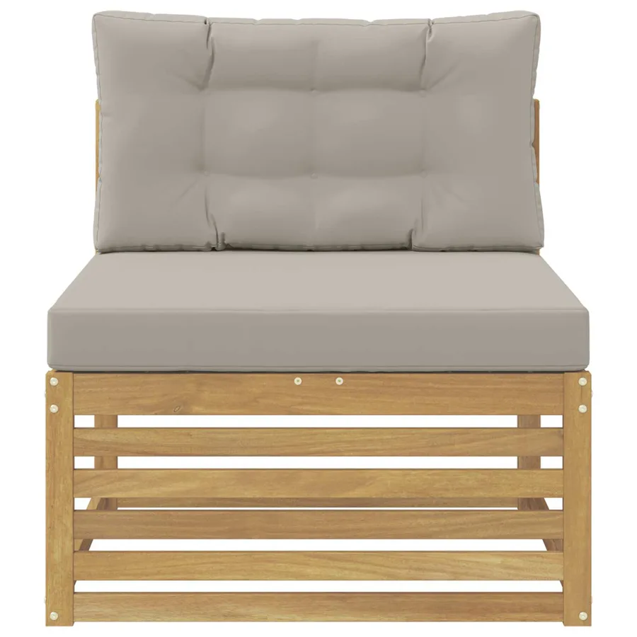 Sofa de milieu extérieur Bois d'Acacia Massif Blanc - 3