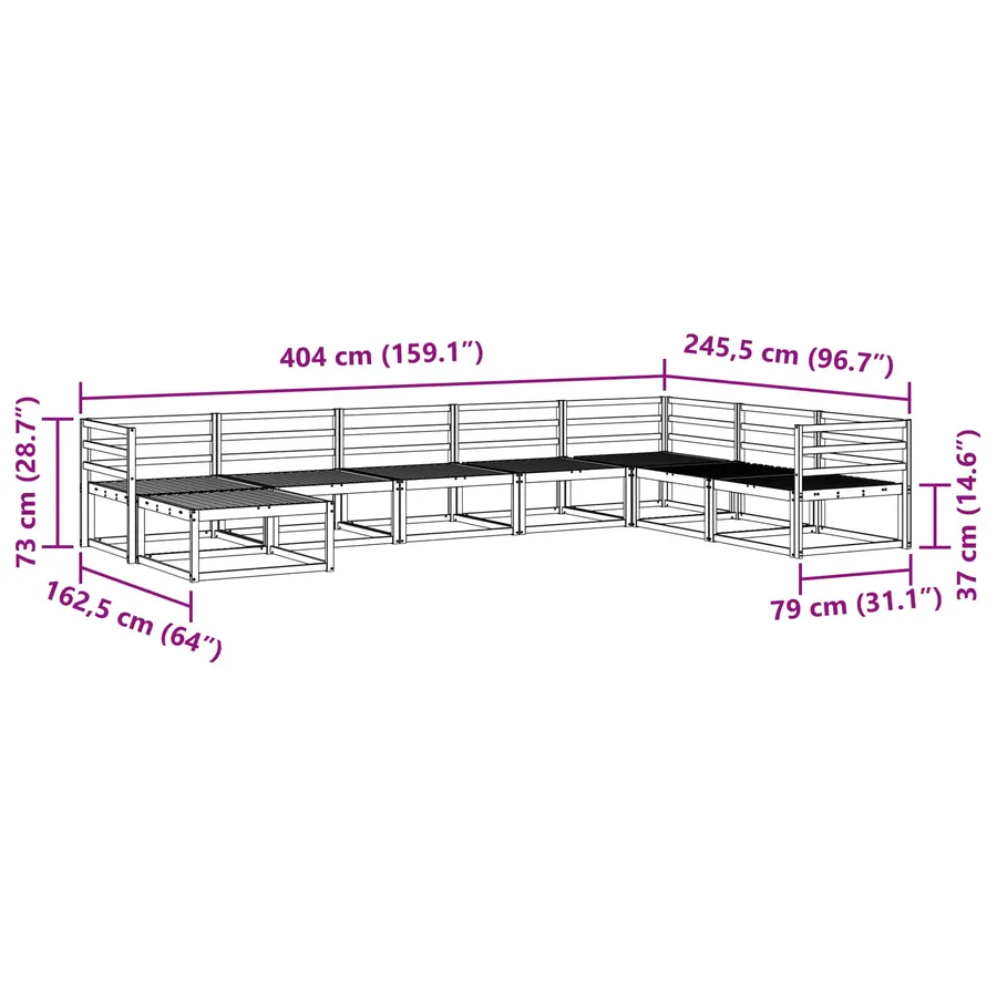 Ensemble de canapés d'extérieur 8 pcs Naturel - 9