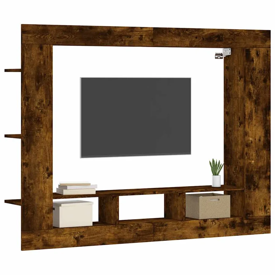 Meuble TV chêne fumé 152x22x113 cm bois d'ingénierie - 3