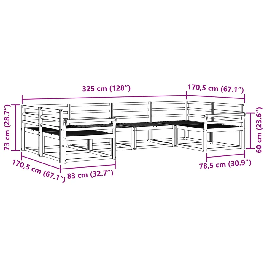 Ensemble de canapés d'extérieur 6 pcs Naturel - 7