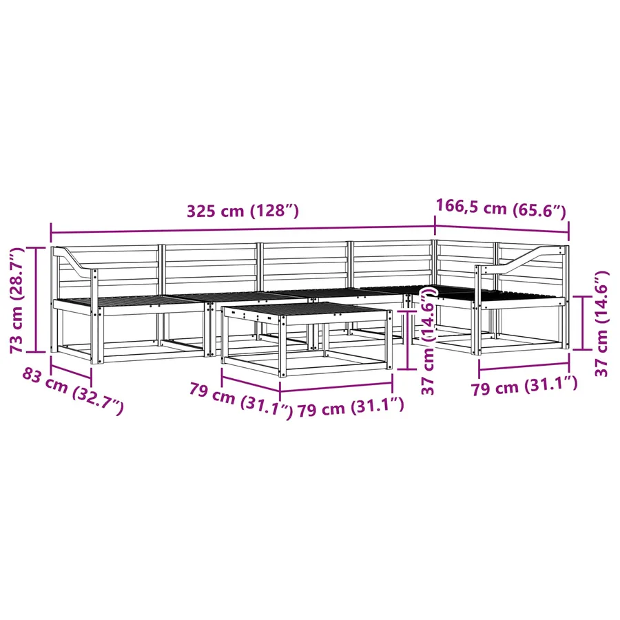 Ensemble de canapés d'extérieur 6 pcs Naturel - 8
