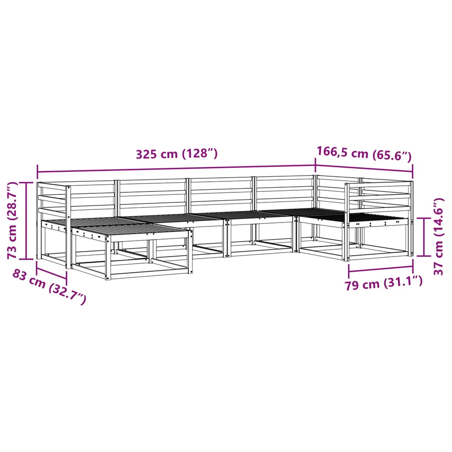 Ensemble de canapés d'extérieur 6 pcs Naturel - 9