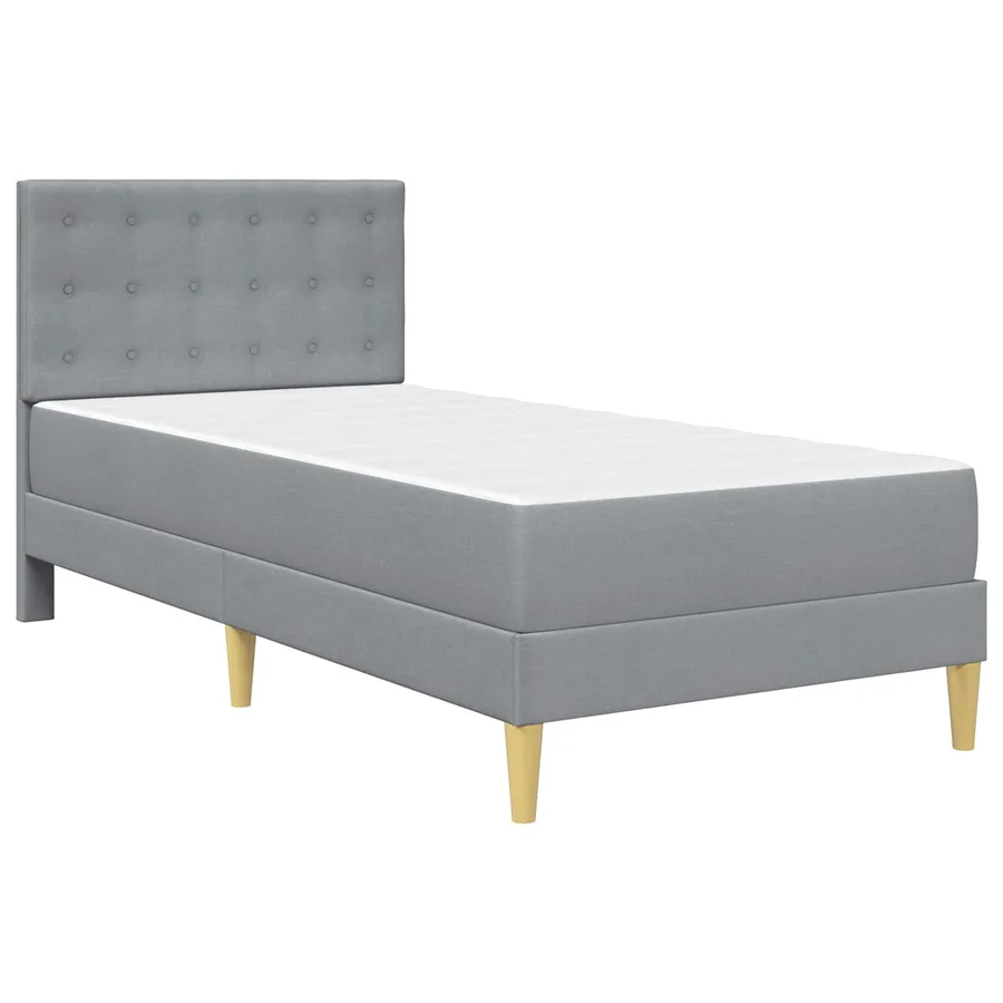 Cadre de lit avec matelas Gris clair 90 x 190 cm tissu - 3