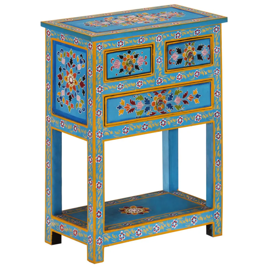 Buffet turquoise 55x30x76 cm bois massif de manguier