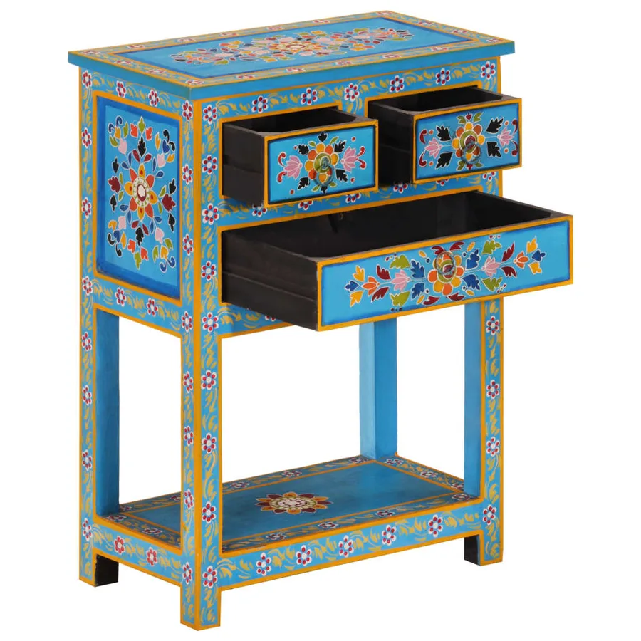 Buffet turquoise 55x30x76 cm bois massif de manguier - 2