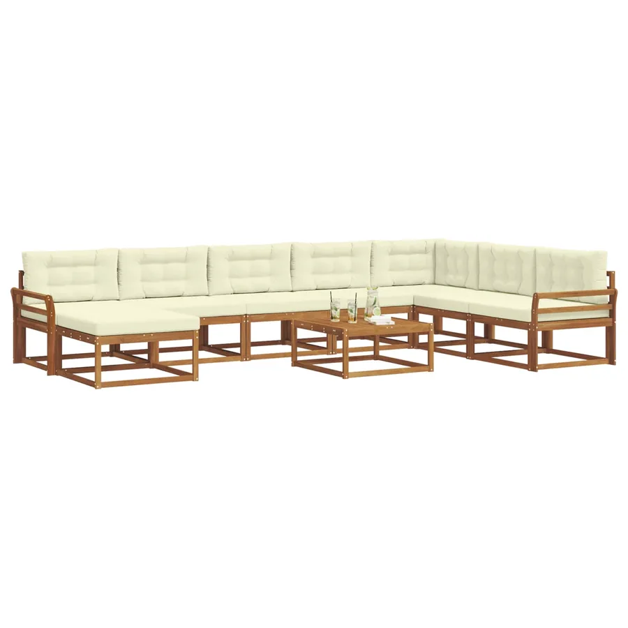 Ensemble de canapés d'extérieur 9 pcs Naturel et Crème - 3