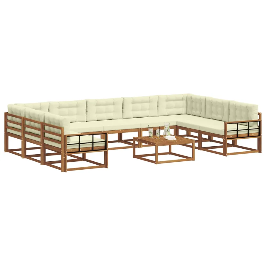 Ensemble de canapés d'extérieur 10 pcs Naturel et Crème - 3