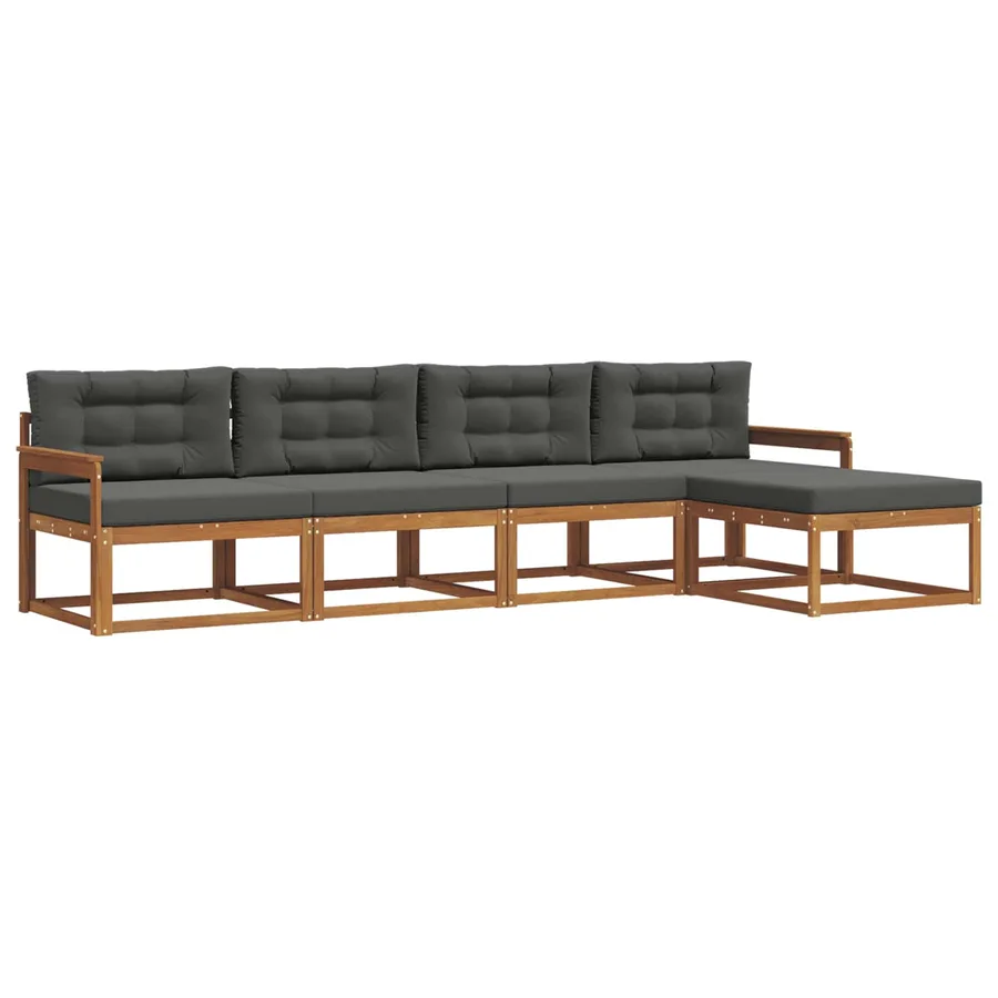 Ensemble de canapés d'extérieur 5 pcs Naturel et Anthracite - 2