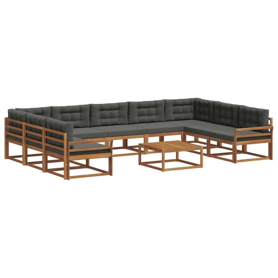 Ensemble de canapés d'extérieur 10 pcs Naturel et Anthracite - 2