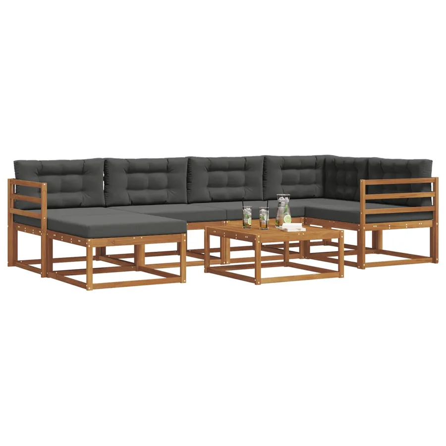Ensemble de canapés d'extérieur 7 pcs Naturel et Anthracite - 3
