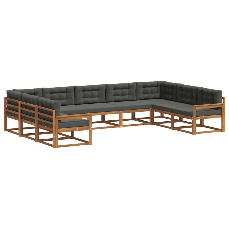 Ensemble de canapés d'extérieur 9 pcs Naturel et Anthracite - 2