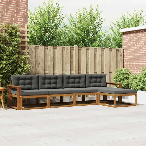Ensemble de canapés d'extérieur 5 pcs Naturel et Anthracite