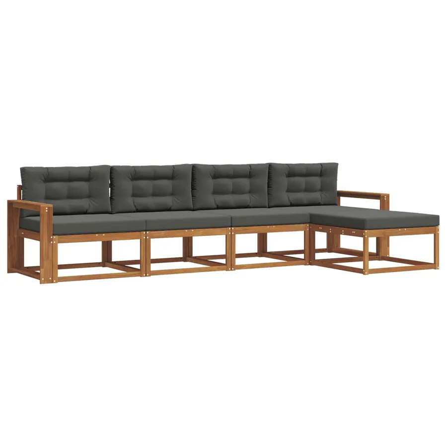 Ensemble de canapés d'extérieur 5 pcs Naturel et Anthracite - 2