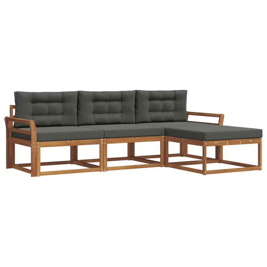 Ensemble de canapés d'extérieur 4 pcs Naturel et Anthracite - 2