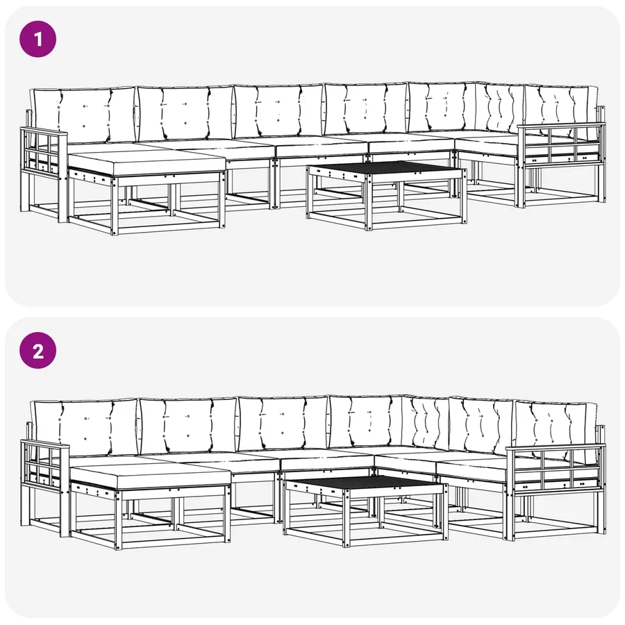Ensemble de canapés d'extérieur 8 pcs Naturel et Anthracite - 9