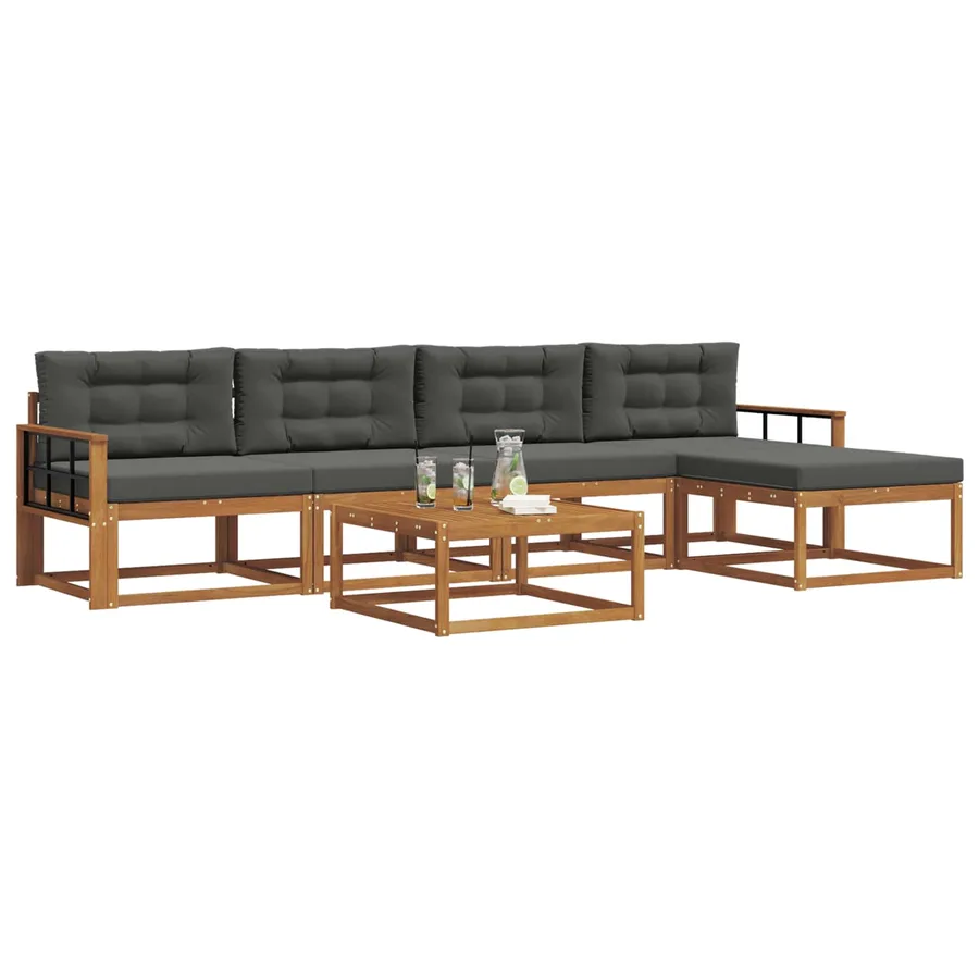 Ensemble de canapés d'extérieur 6 pcs Naturel et Anthracite - 3