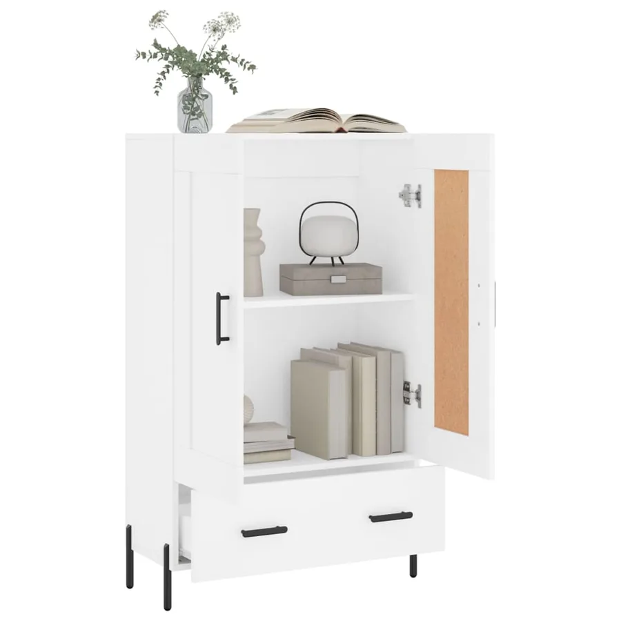 Buffet haut blanc 69,5x31x115 cm bois d'ingénierie - 4