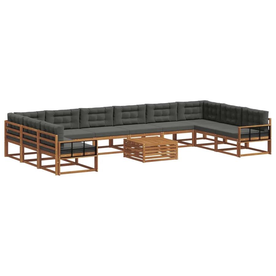 Ensemble de canapés d'extérieur 11 pcs Naturel et Anthracite - 2