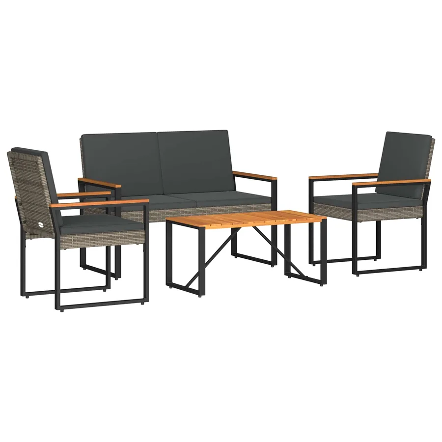 Ensemble de meubles d'extérieur 4 pcs Gris et Gris foncé - 2
