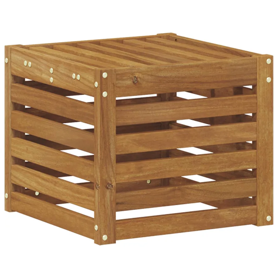 Banc de Jardin Naturel 43 x 43 x 37 cm Bois d'Acacia Massif - 2